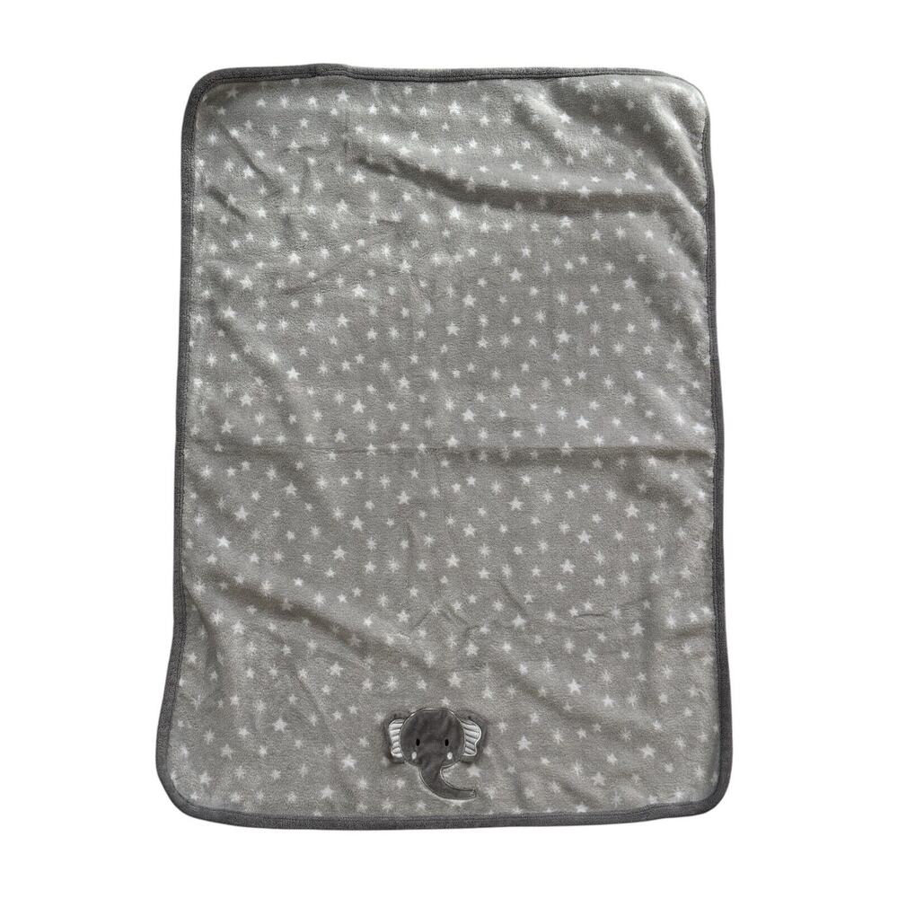 Parents Choice Walmart Gray Elephant Stars Fleece Kids Baby Lovey Blanket